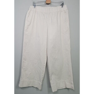 J. Crew Wide Leg Pull On Pants Womens XL Cropped High Rise White